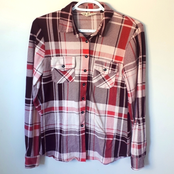 Size Small Pink and Purple Soft Button Up Top - Picture 1 of 5